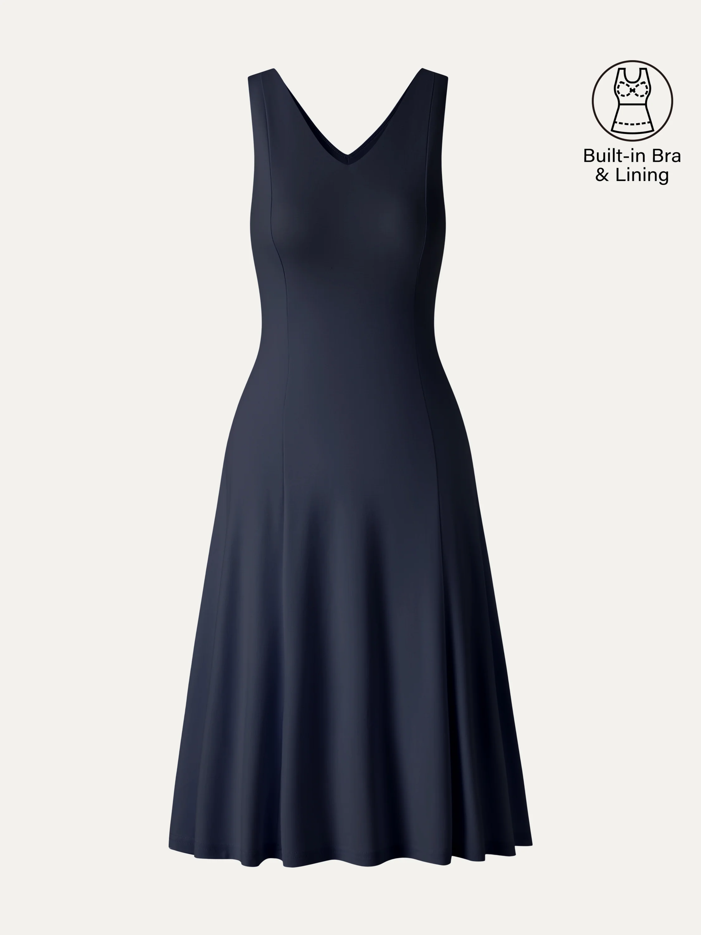 Stretch Ponte V-Neck A-Line Midi Bra Dress - Image 14