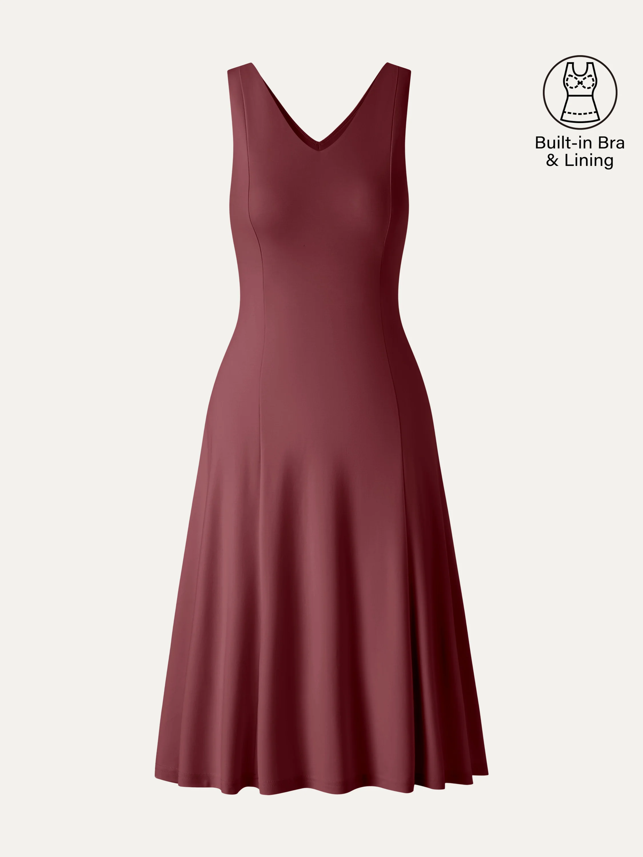 Stretch Ponte V-Neck A-Line Midi Bra Dress - Image 9