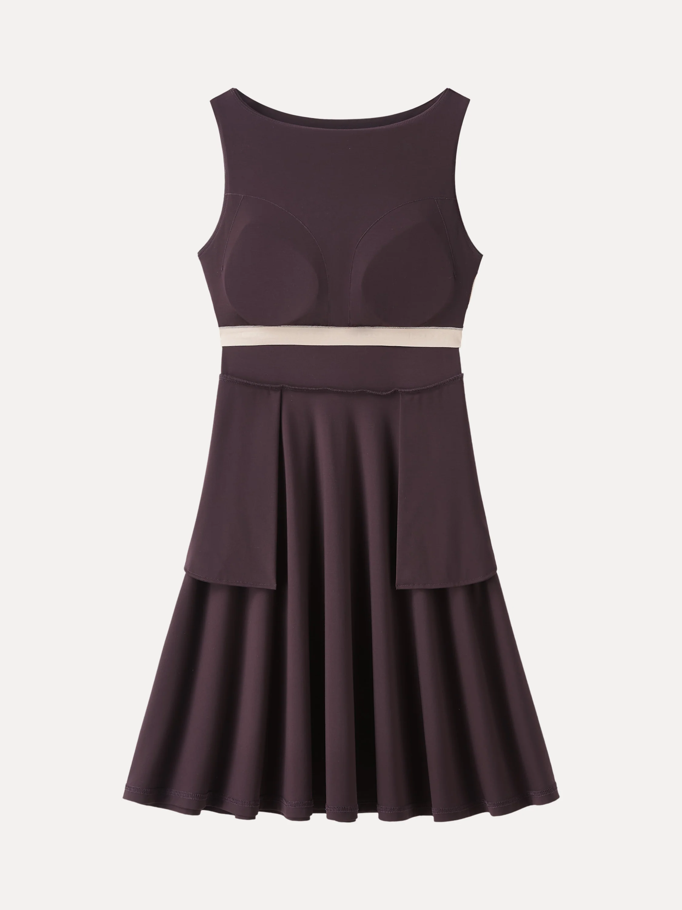 Stretchy Boatneck Fit-and-Flare Mini Bra Dress with Pockets - Image 6