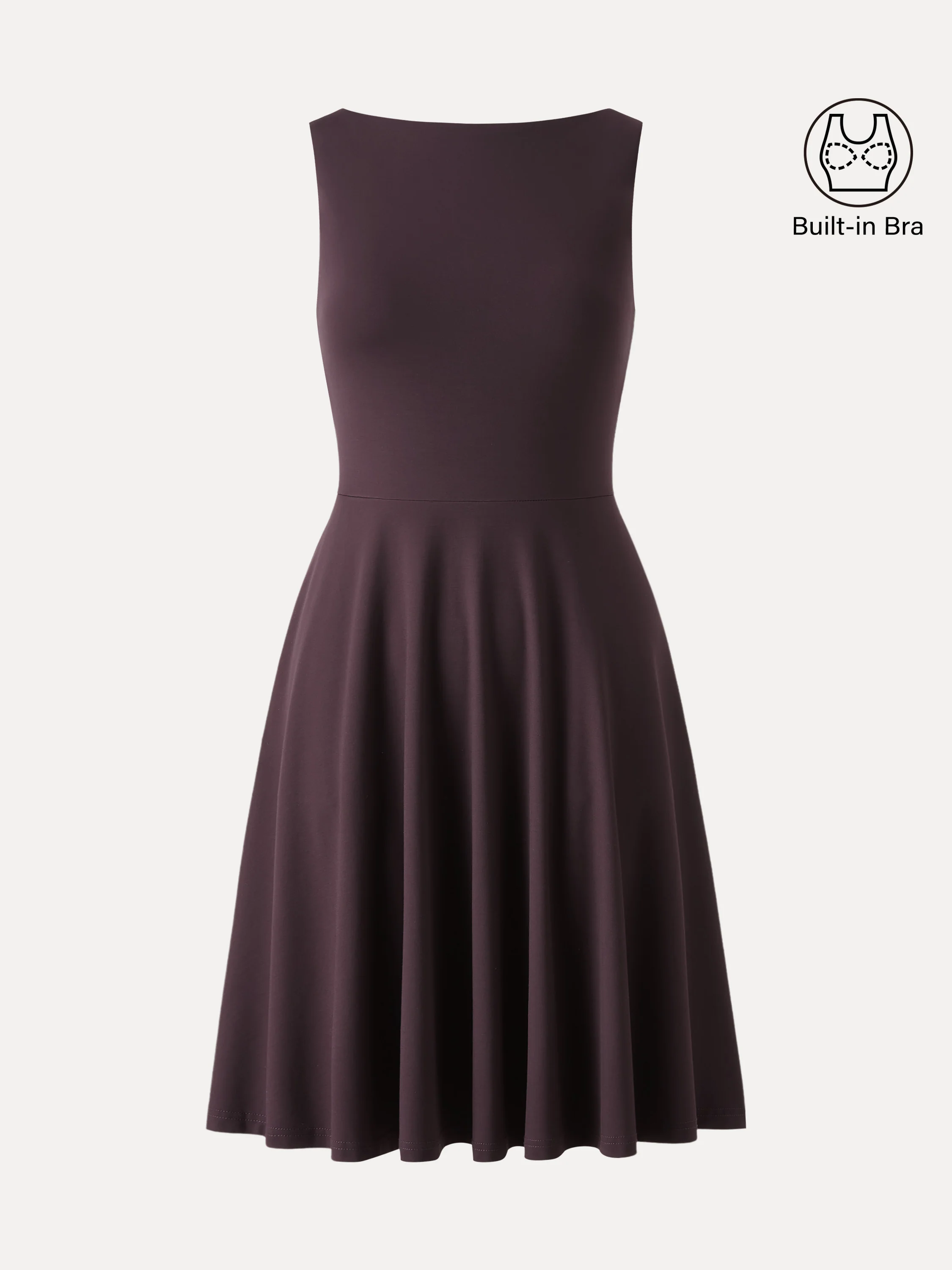 Stretchy Boatneck Fit-and-Flare Mini Bra Dress with Pockets - Image 7