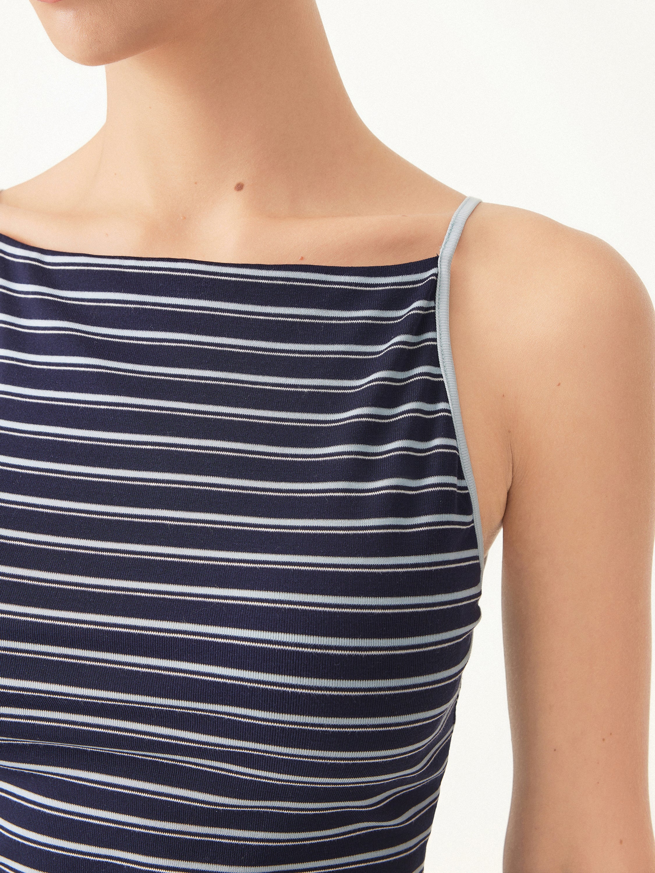 Striped Side Ruched Spaghetti New Airy Bra Tank - Image 5