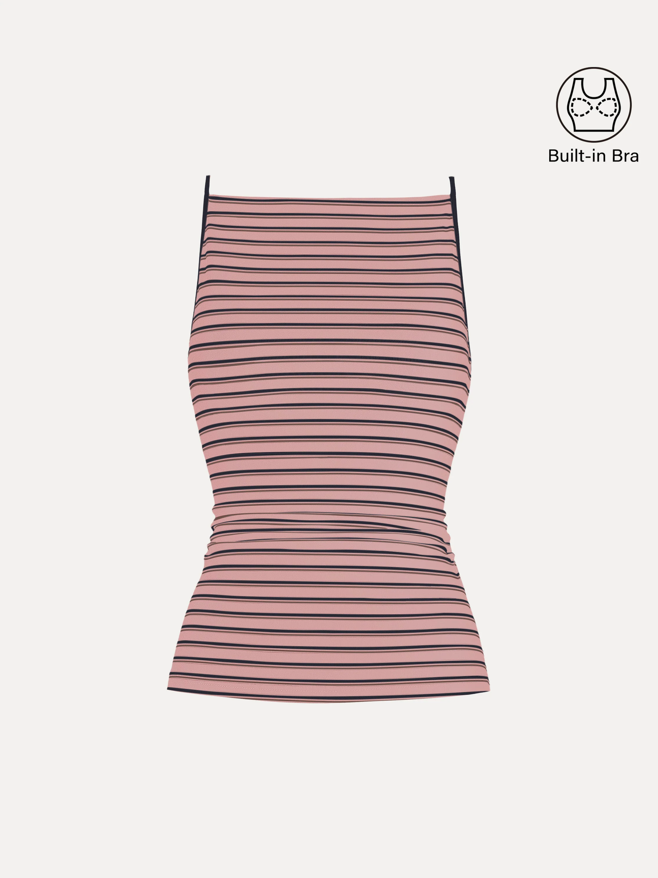 Striped Side Ruched Spaghetti New Airy Bra Tank - Image 9