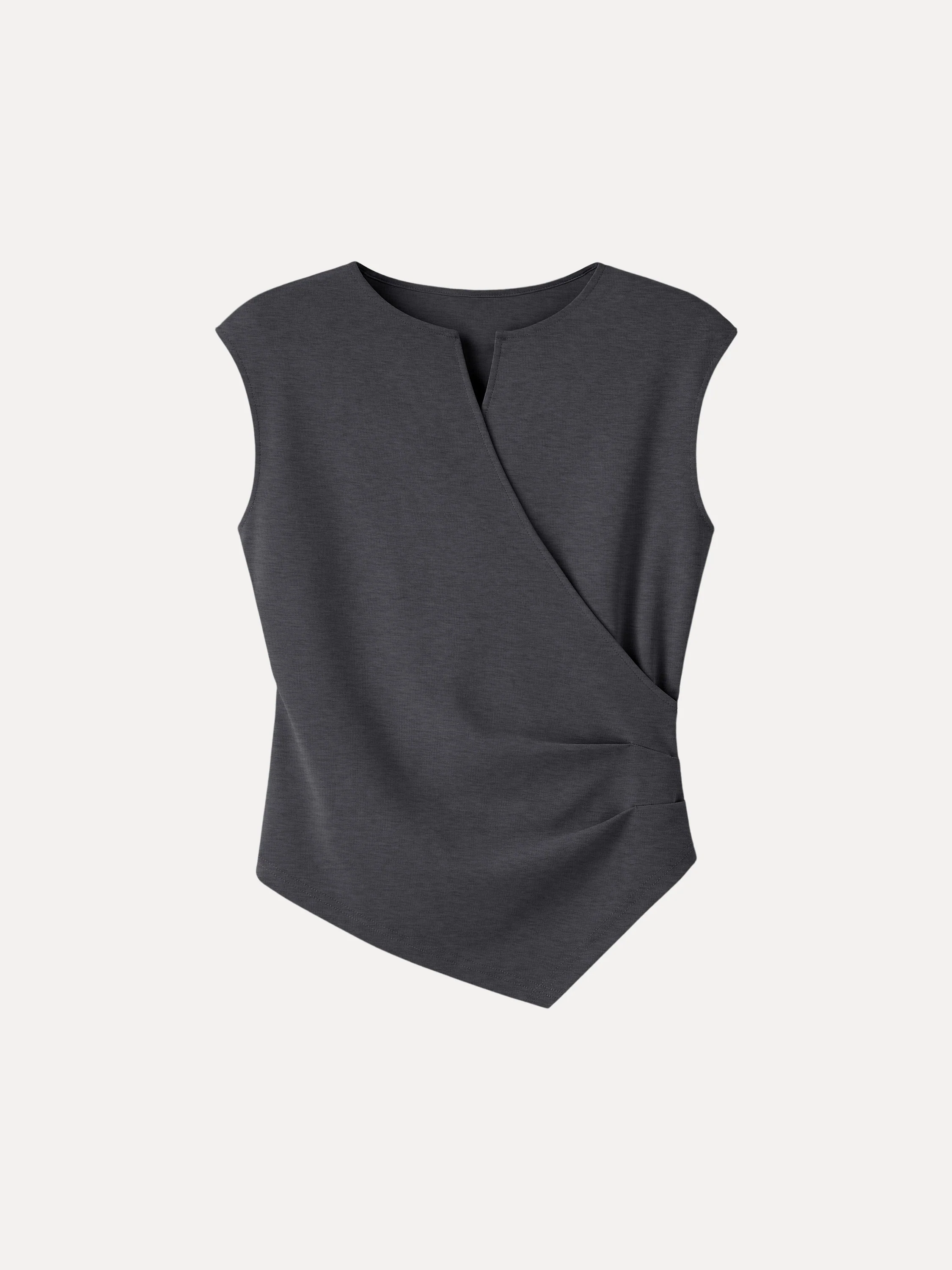 Surplice Wide Shoulder Tucked Angled Tank Top - Image 12