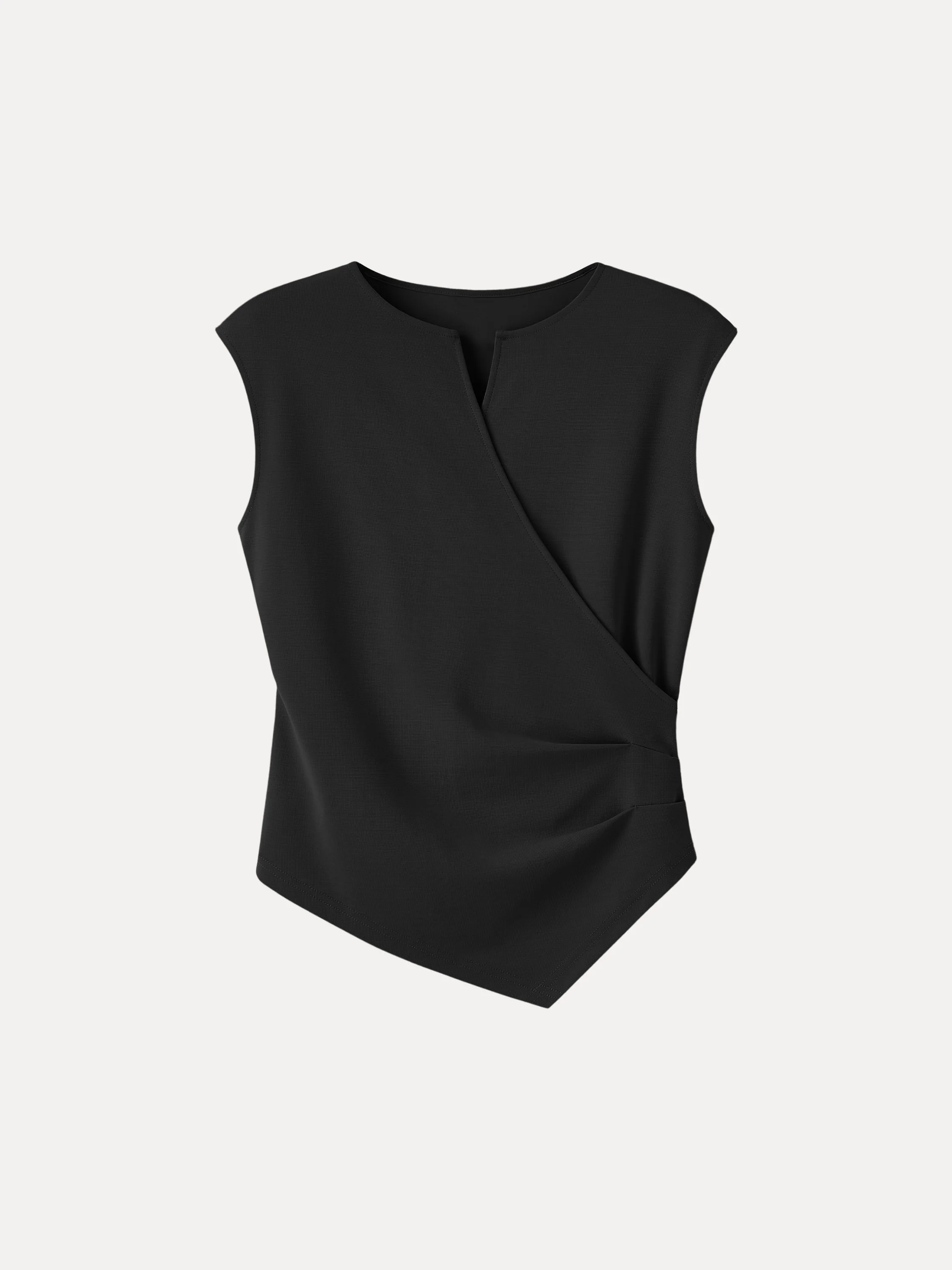 Surplice Wide Shoulder Tucked Angled Tank Top - Image 13