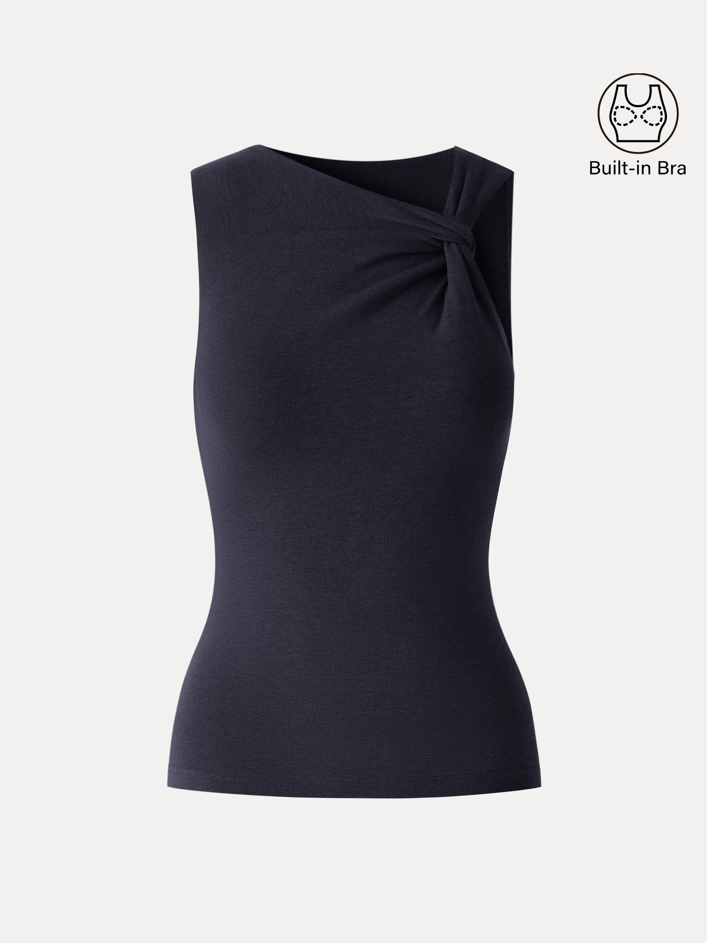 Sweat-Wicking Asymmetrical Neck Knotted Bra Tank - Image 10
