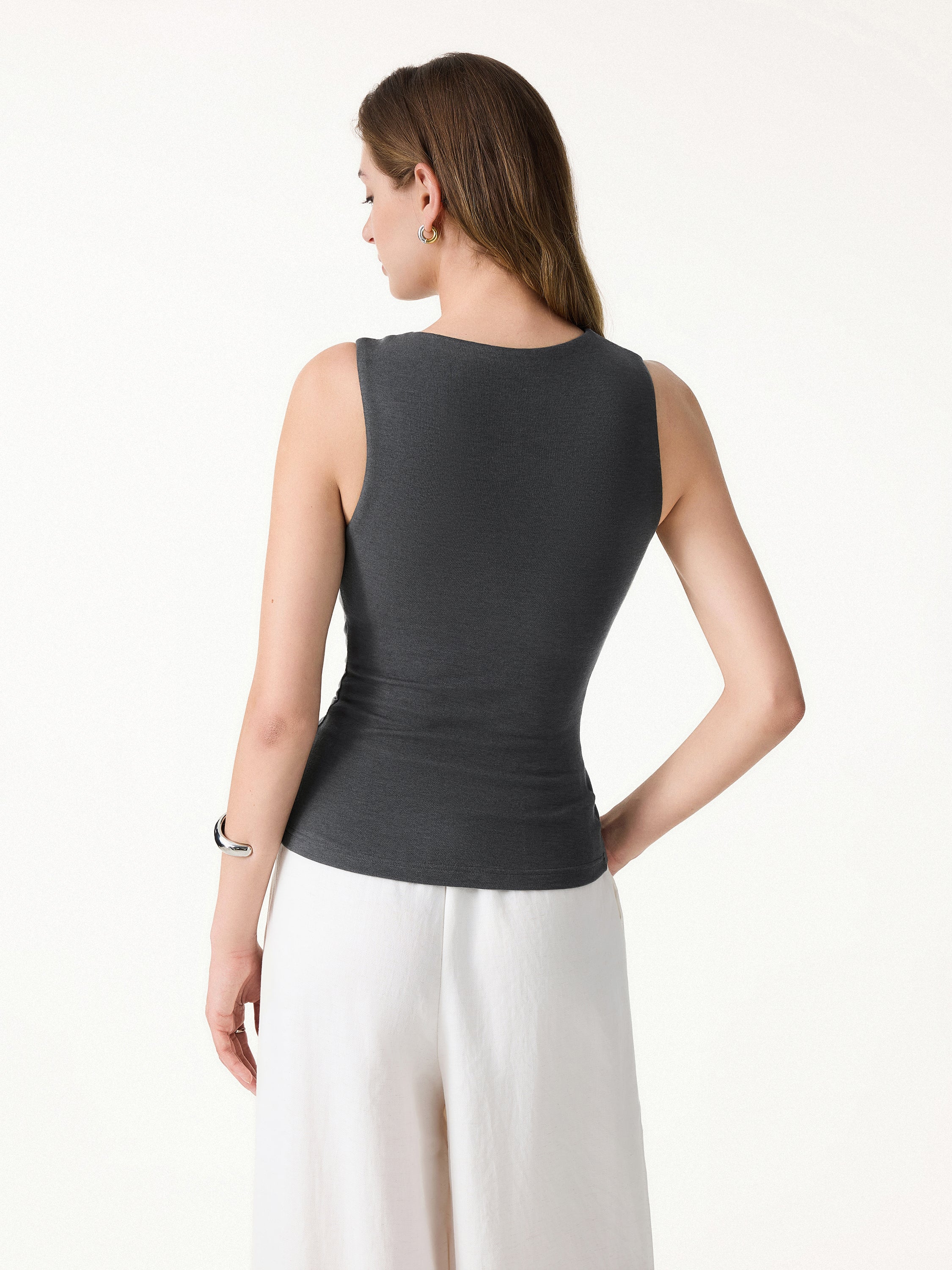 Sweat-Wicking Asymmetrical Neck Knotted Bra Tank - Image 4