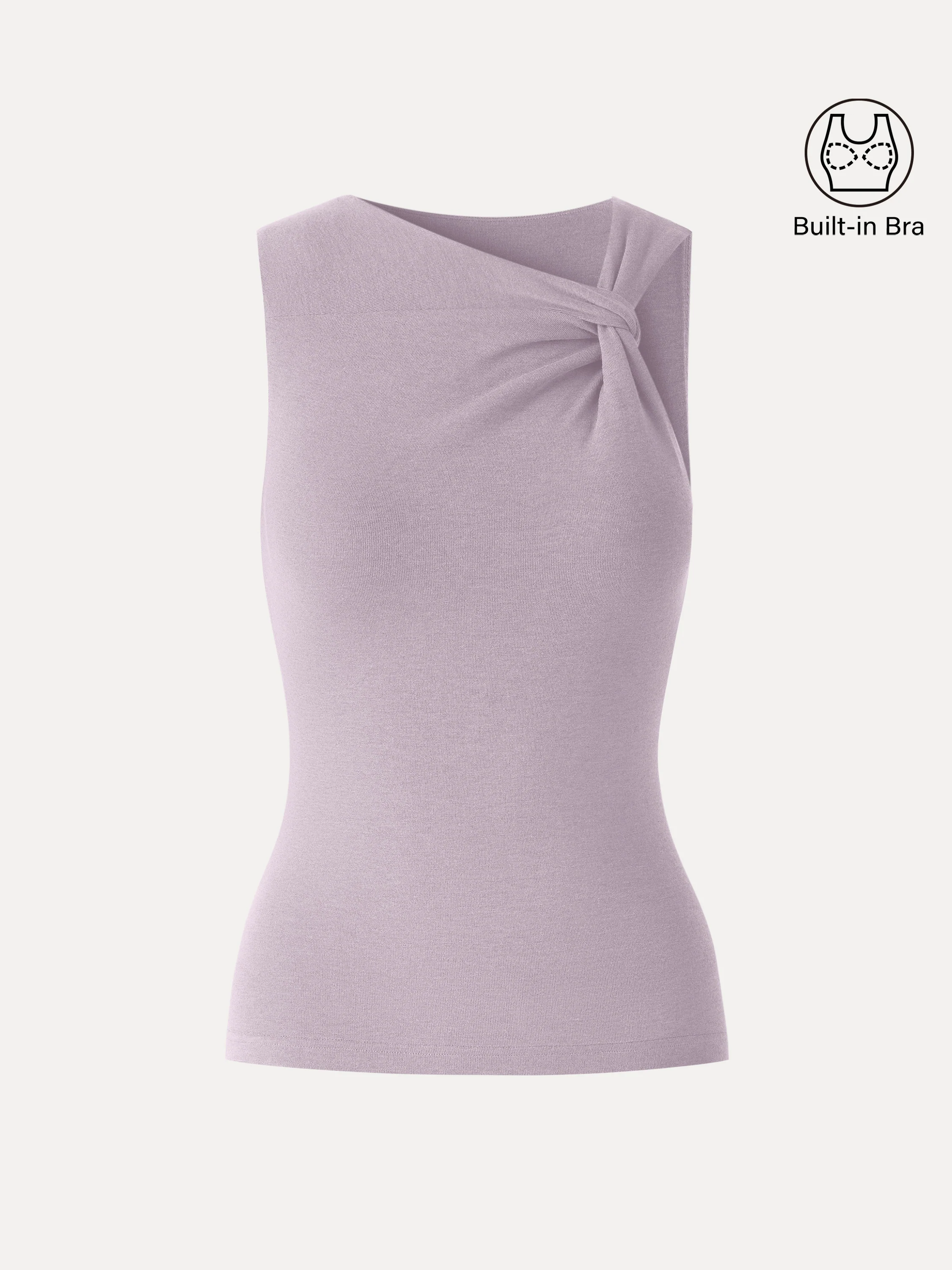 Sweat-Wicking Asymmetrical Neck Knotted Bra Tank - Image 8