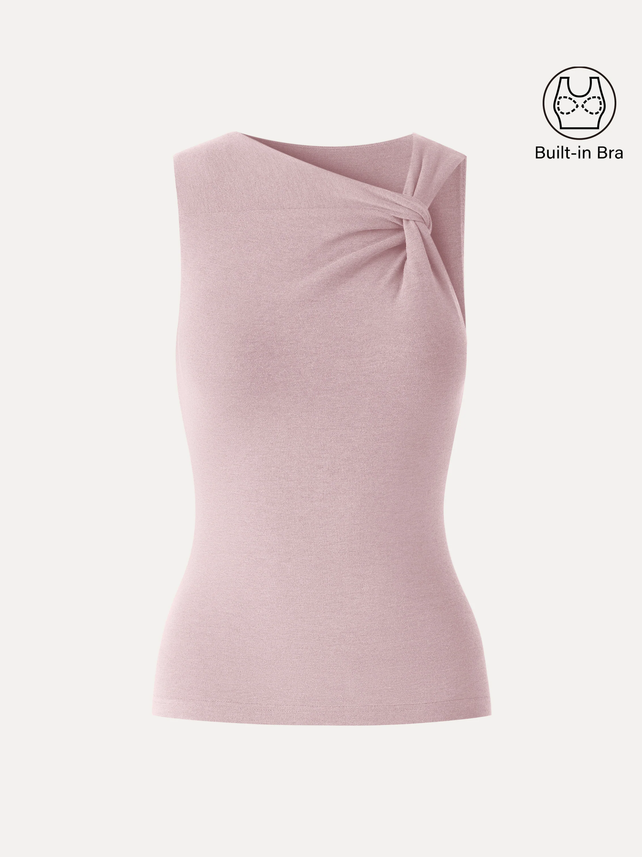 Sweat-Wicking Asymmetrical Neck Knotted Bra Tank - Image 9