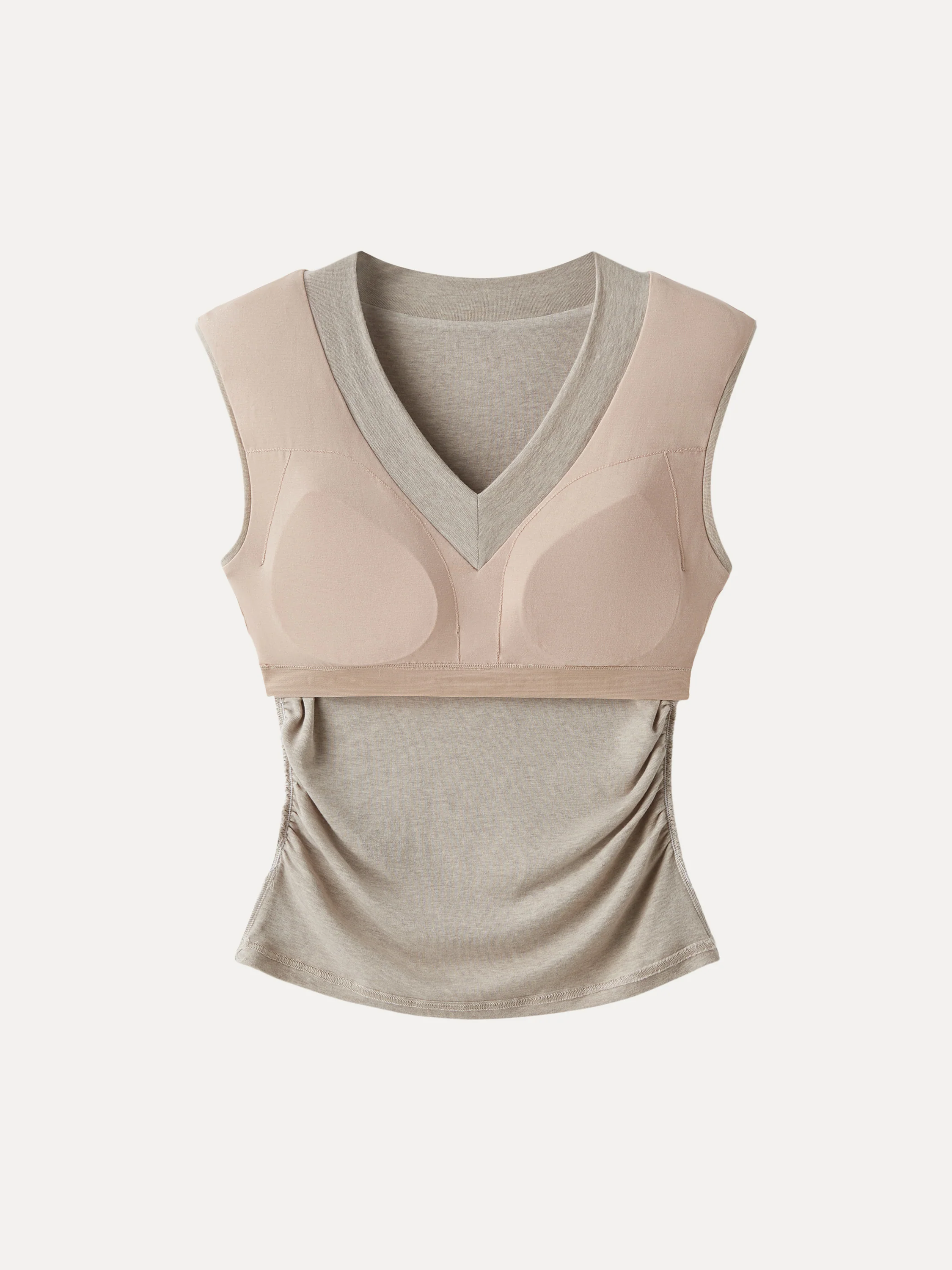 Sweat-Wicking V-Neck Wide Shoulder Ruched Bra Top - Image 6
