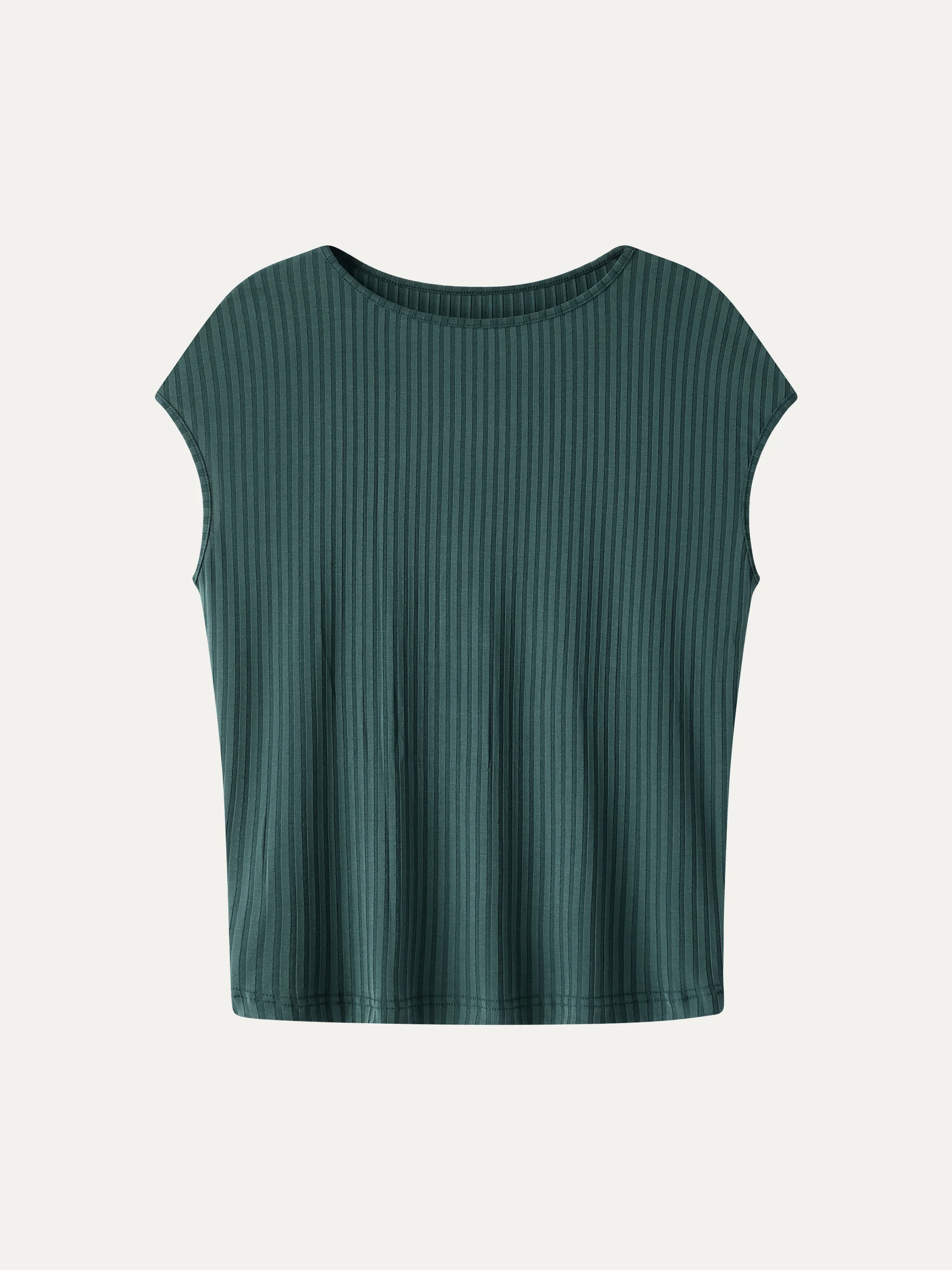 Wrinkle-Free Ultra-soft Boatneck Cap Sleeve Ribbed Top - Image 6