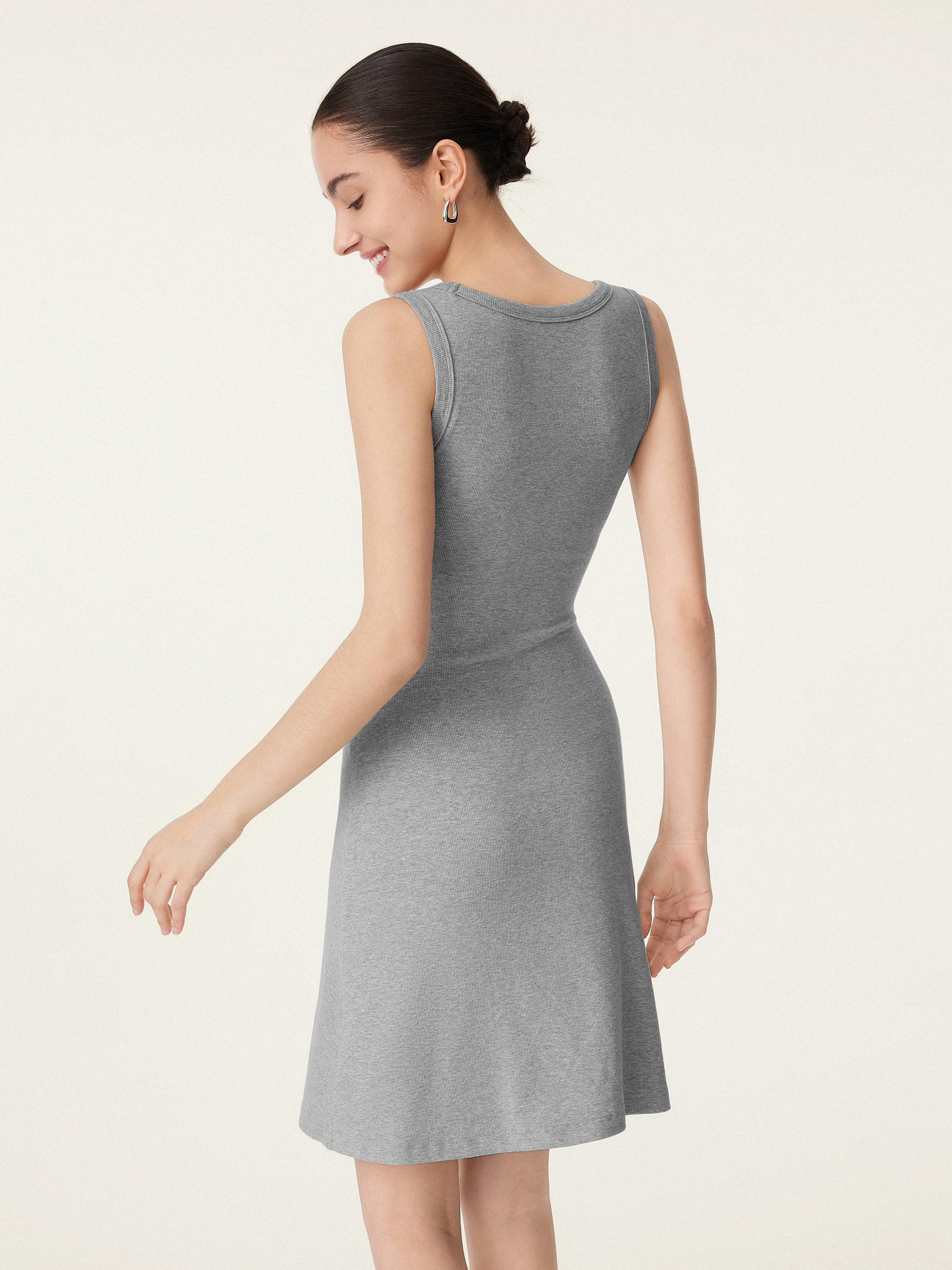 Flattering V-neck A-line New Airy Bra Tank Dress - Image 4