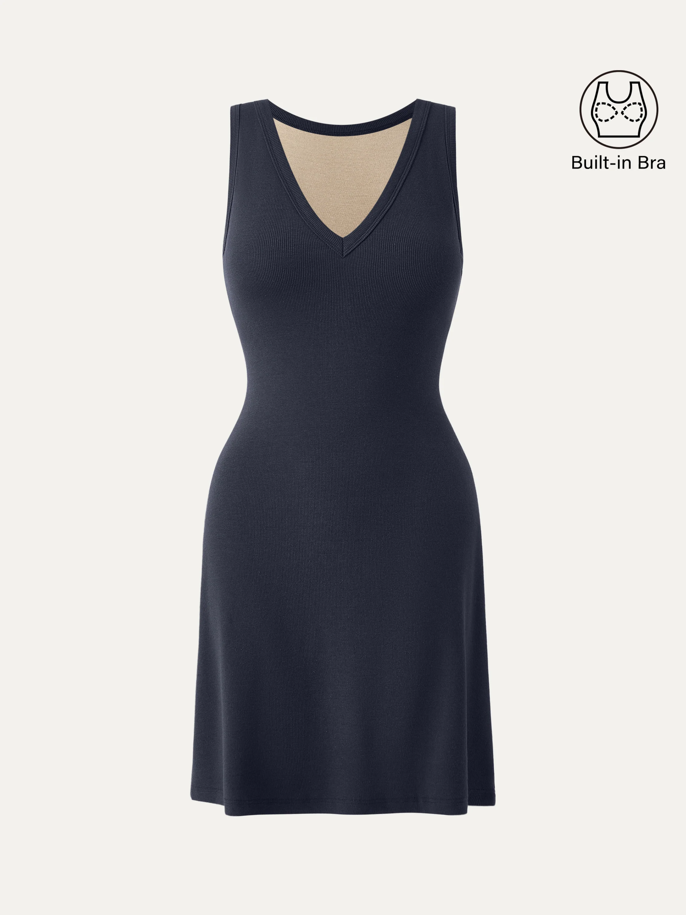 Flattering V-neck A-line New Airy Bra Tank Dress - Image 6