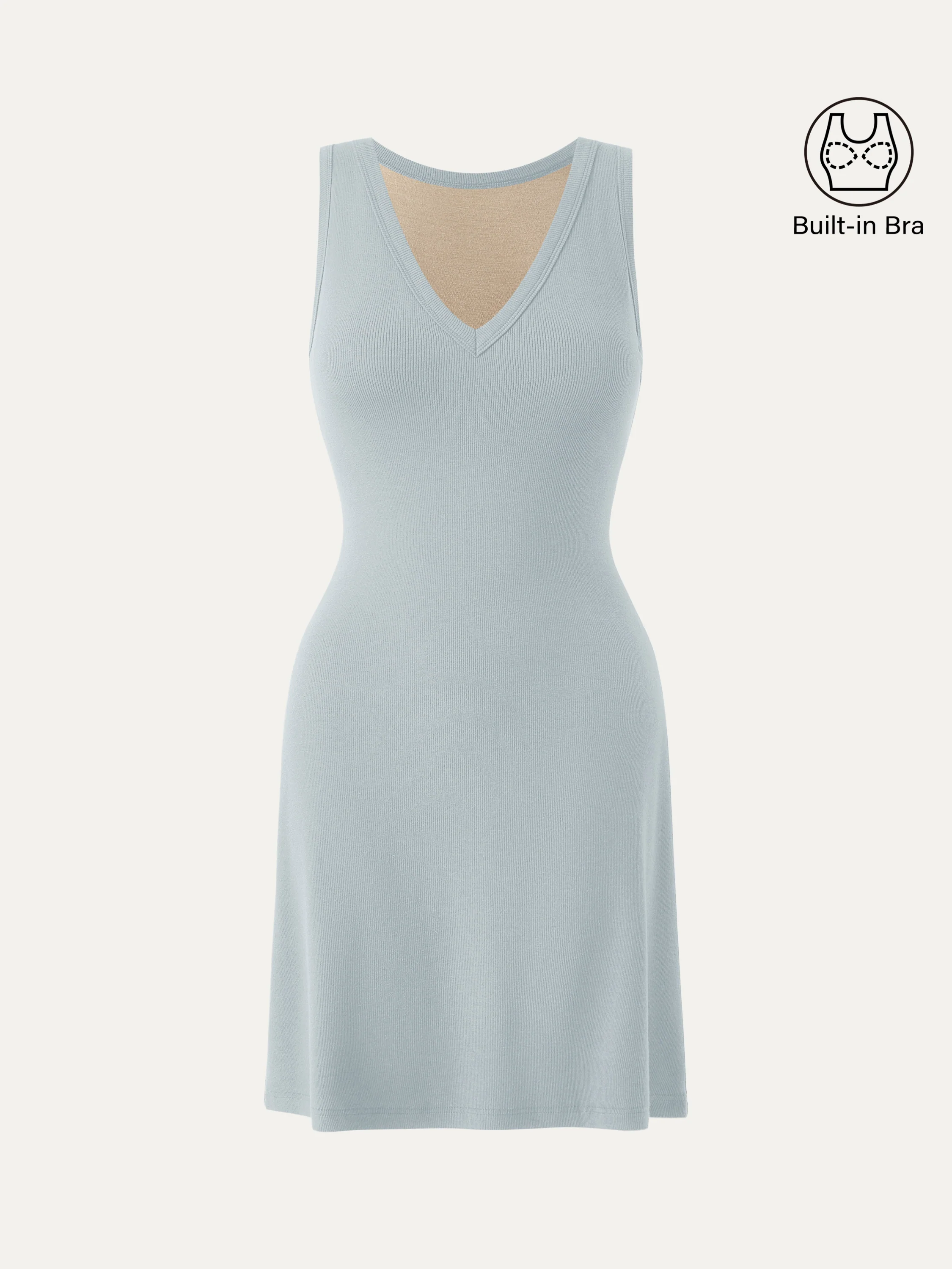 Flattering V-neck A-line New Airy Bra Tank Dress - Image 7