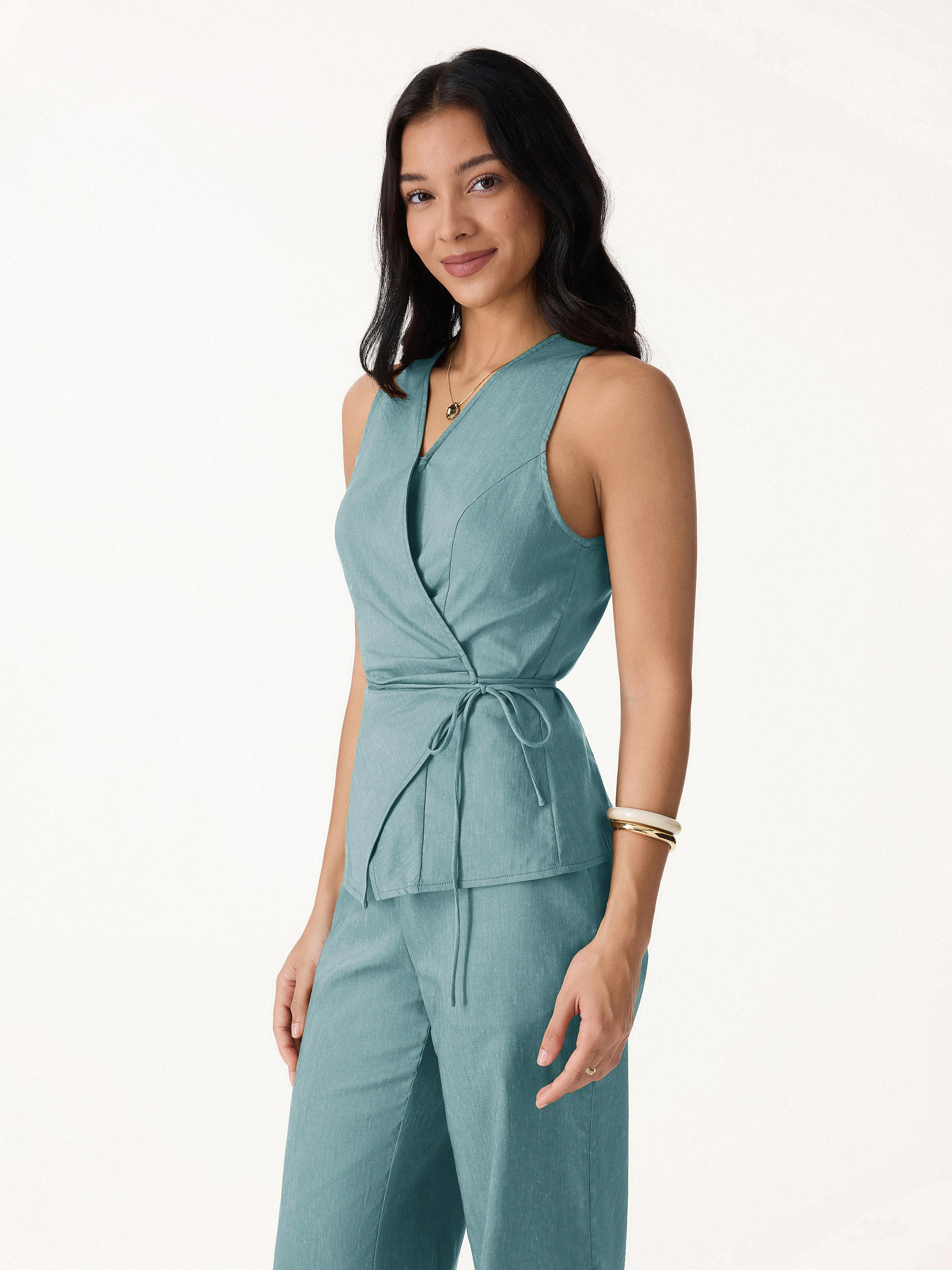 Wrap Top with Self-Tie - Image 11