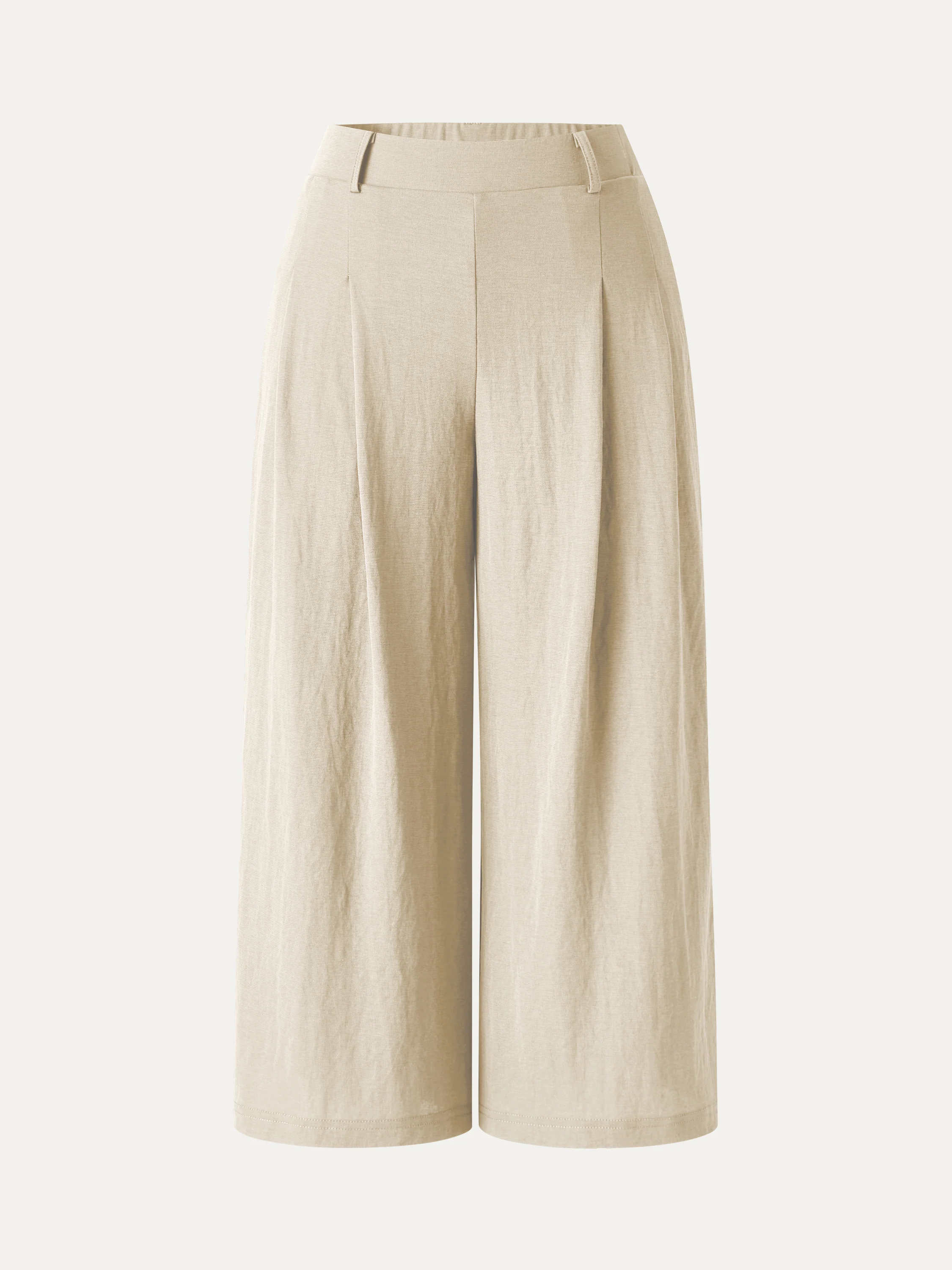 Wrinkle-Resistant Linen-Like Cropped Wide Leg Pants - Image 6
